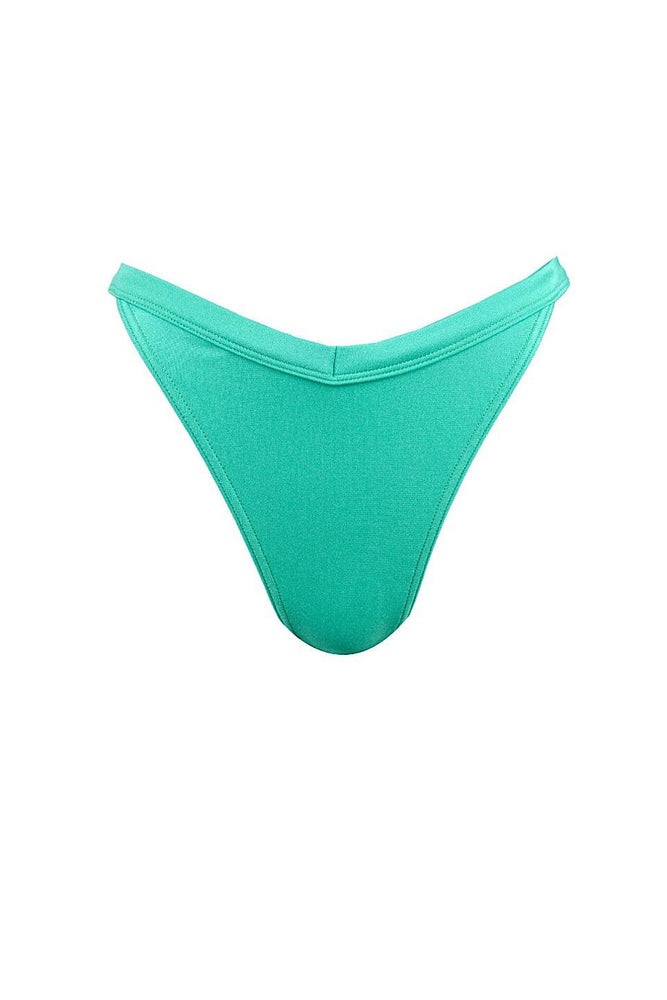 Turquoise high-rise v shaped bikini bottom full coverage