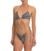 Zebra print tie side recycled bikini bottom all body types