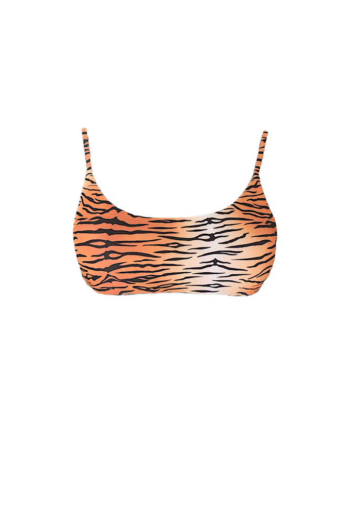 Tiger print cute adjustable bikini bralette top recycled