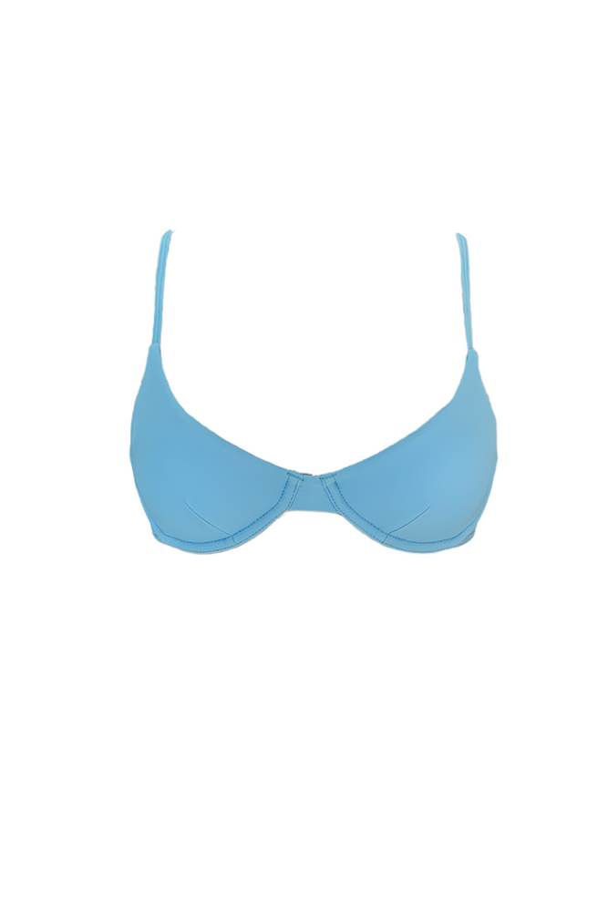 Baby blue cupped comfortable bikini top recycled