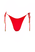 Red tie side recycled bikini bottom all body types