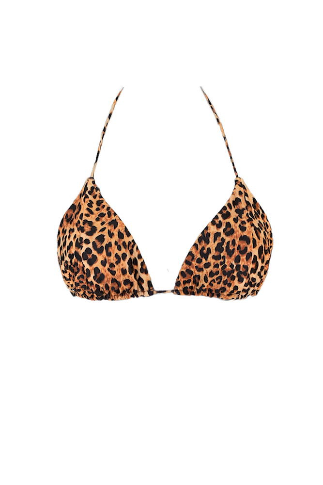 Leopard print comfortable cute bikini triangle top recycled