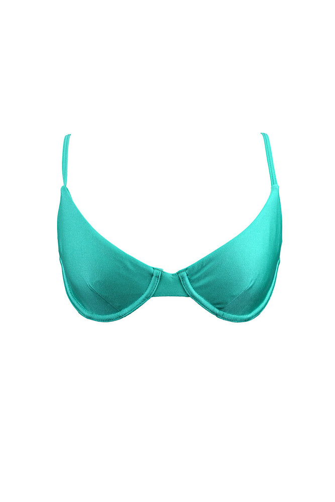 Turquoise cupped comfortable bikini top recycled