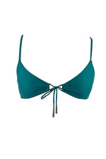 Emerald  Green Tie Front Sustainable Comfortable Luxury Bikini Top