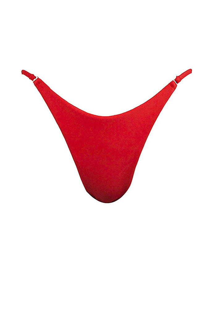 Red sustainable adjustable bikini bottom all body types
