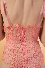 Pink Flower Lace Lingerie Bodysuit