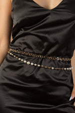 Gold double pearl waist chain belt
