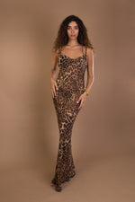 Leopard chiffon backless beach dress