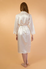 White soft satin long sleeve bride robe