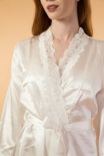 White soft satin long sleeve bride robe