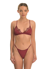 Red Chiffon Triangle Top Brazilian bottom lingerie set
