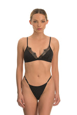 Black Chiffon Triangle Top Brazilian bottom lingerie set