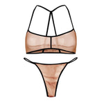 Pink Mesh Bralette matching adjustable Brazilian lingerie set