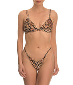 Leopard print cute tie back bikini triangle top recycled