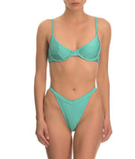 Turquoise cupped comfortable Underwire bikini top recycled