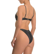 Black snake high-rise v shaped bikini bottom full coverage