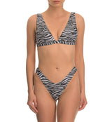 Zebra print cheeky high-rise cut bikini bottom sustainable