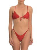 Red Tie Front Sustainable Luxury Bikini Top recycled