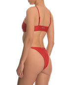 Red sustainable adjustable bikini bottom all body types