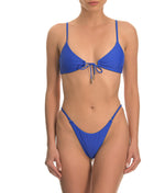 Royal Blue Tie Front Sustainable Luxury Bikini Top recycled