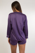 Purple long sleeves satin pyjama set