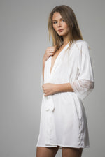 White Satin with Lace Sleeves Robe