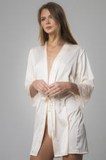 Beige Satin with Lace Sleeves Robe